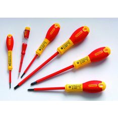 STANLEY, Screwdriver Insulated 6Pcs Set Slot 50,75,150mm/ Pz 100,125mm/Volt Tester