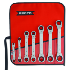 PROTO, 7 Piece Offset Reversible Ratcheting Box Wrench Set - 6 And 12 Point