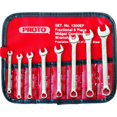 PROTO, 8 Piece Short Satin Combination Wrench Set - 6 Point