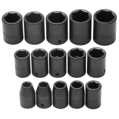 PROTO, 1/2" Drive 15 Piece Metric Impact Socket Set - 6 Point