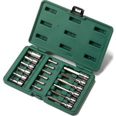 SATA, 18Pc. 1/4"&1/2" Dr. Hexagon Bit Socket Set